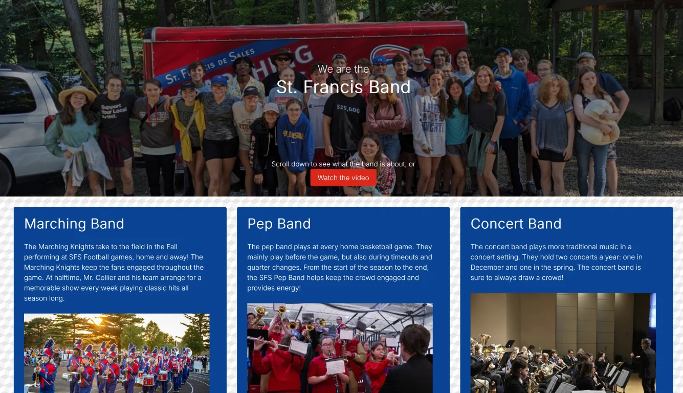 The home page of the St. Francis Band website.